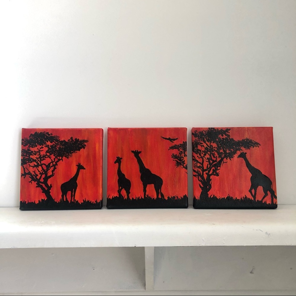 3 pc. Giraffe Painting